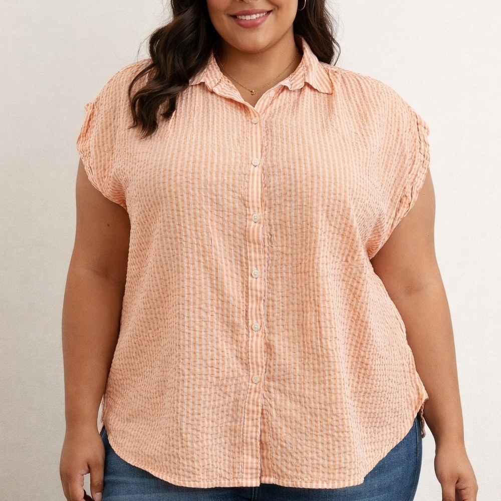 LOFT Peach Button-Down Shirt for Women